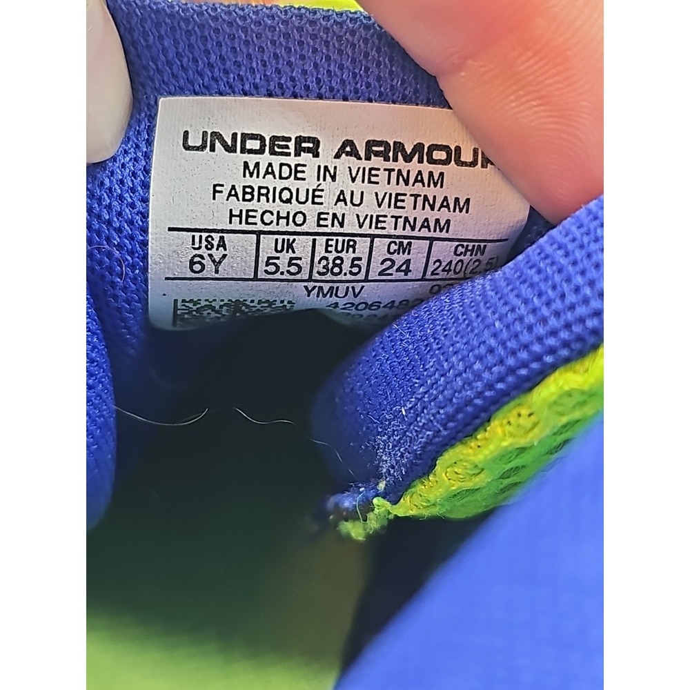 Under Armour Youth 6Y Jet Splash Basketball Shoes Yellow Blue Mesh Lace Up‎ Mid - Picture 7 of 8